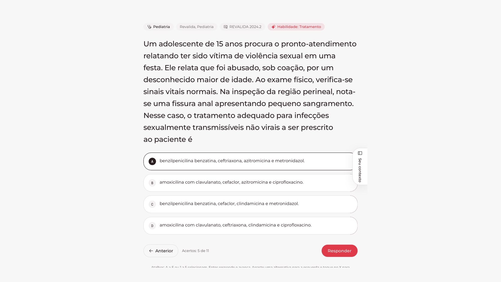 Pregunta en el formato del examen con alternativas y respuesta
